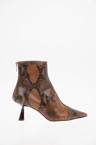 Snakeskin Printed Leather KIX Booties 6.5cm