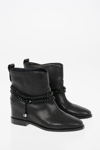 Leather BROOKE Biker Booties with Inner Platfrom 8cm