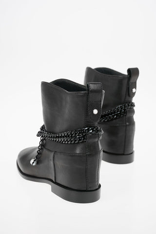 Leather BROOKE Biker Booties with Inner Platfrom 8cm