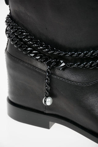Leather BROOKE Biker Booties with Inner Platfrom 8cm