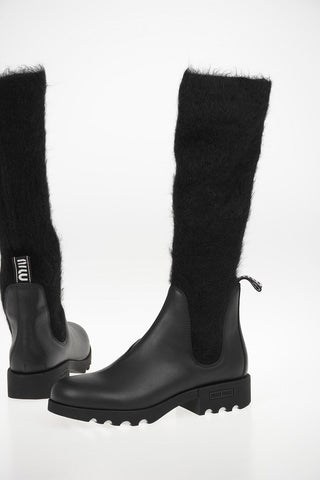 Sock Boots con Dettagli in Pelle