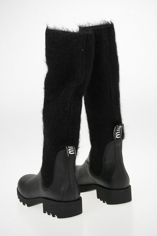Sock Boots con Dettagli in Pelle