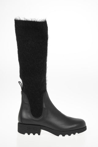 Sock Boots con Dettagli in Pelle
