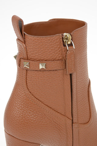 GARAVANI Textured Leather ROCKSTUD Booties 10cm