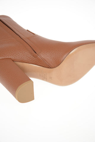 GARAVANI Textured Leather ROCKSTUD Booties 10cm