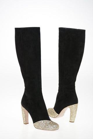 Suede Boots with Glittery Details 11cm