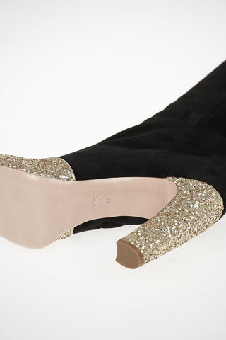 Suede Boots with Glittery Details 11cm