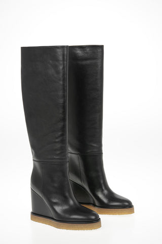 Leather Pull On Wdge Boots 10cm