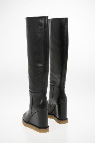 Leather Pull On Wdge Boots 10cm