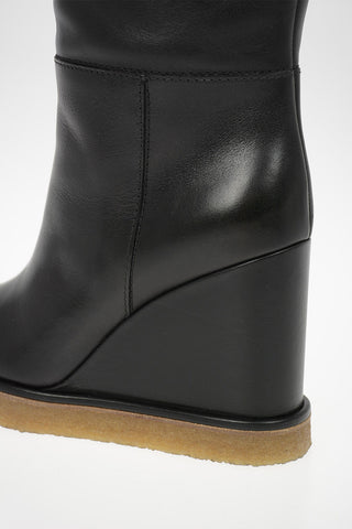 Leather Pull On Wdge Boots 10cm