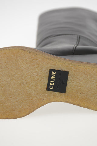 Leather Pull On Wdge Boots 10cm