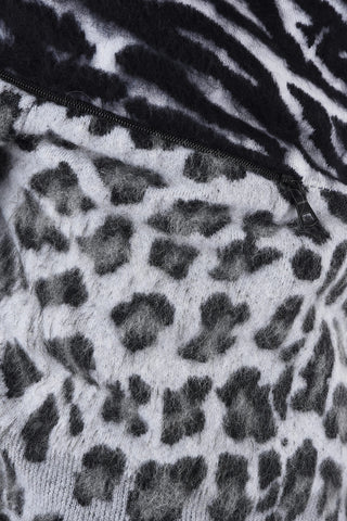 Animal printed turtle-neck sweater with zip