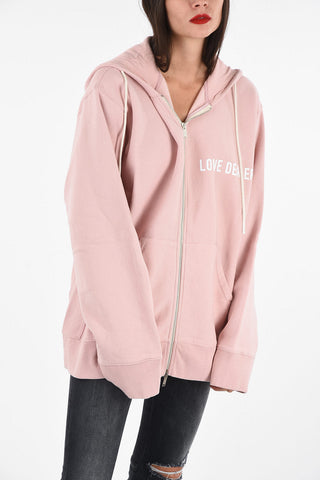 Cotton oversized hoodie sweatshirt with frontal pockets