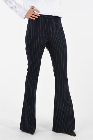 bengal striped high-rise boot cut wool pants