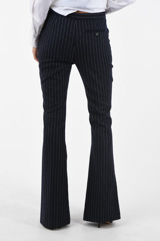 bengal striped high-rise boot cut wool pants