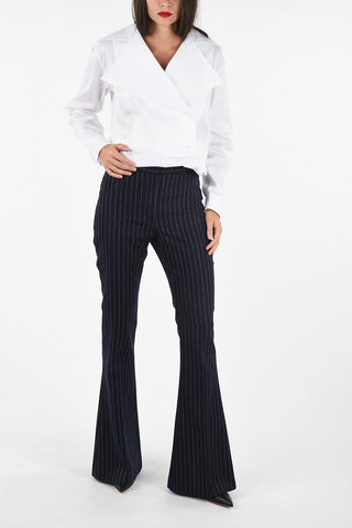 bengal striped high-rise boot cut wool pants