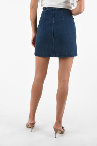  mini a-line skirt high-rise kissing cuffs and side-zip