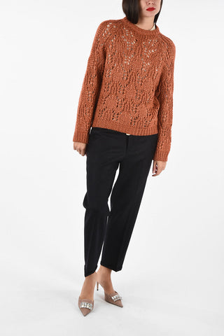 cable knit crew-neck sweater