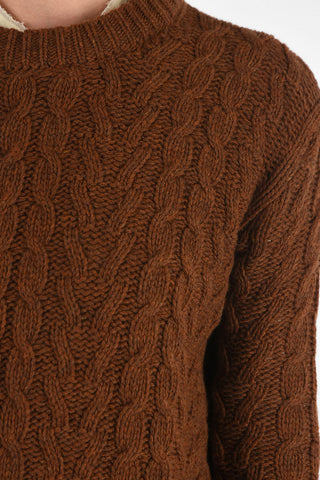 wool cable knit crew-neck sweater