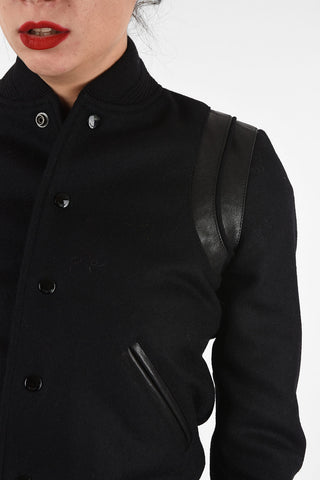  varsity jacket with lambskin details