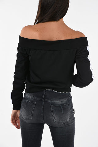 Full Zip Off Shoulder Sweatshirt
