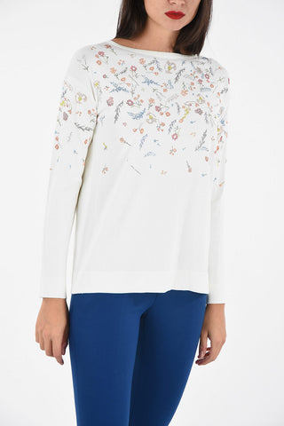 Maglia Girocollo Con Applicazioni Floreali