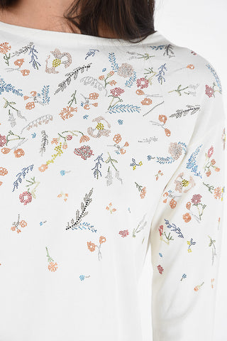 Maglia Girocollo Con Applicazioni Floreali