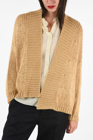 ¾ sleeve open front cardigan