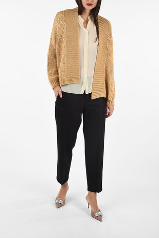 ¾ sleeve open front cardigan