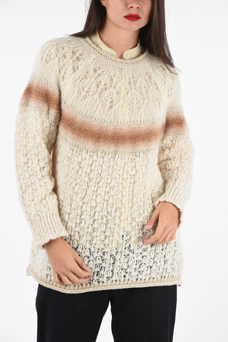 crochet crew-neck sweater