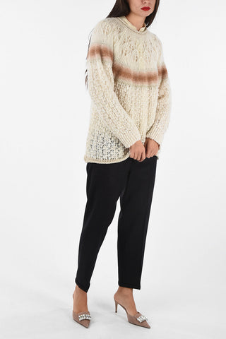 crochet crew-neck sweater