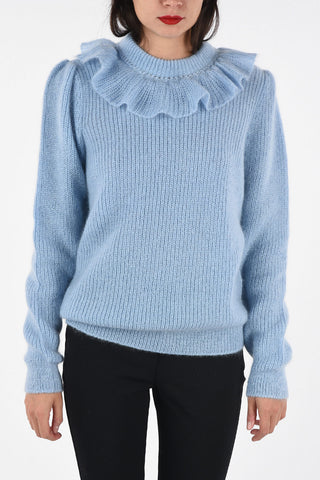 Crewneck Sweater with Ruffles