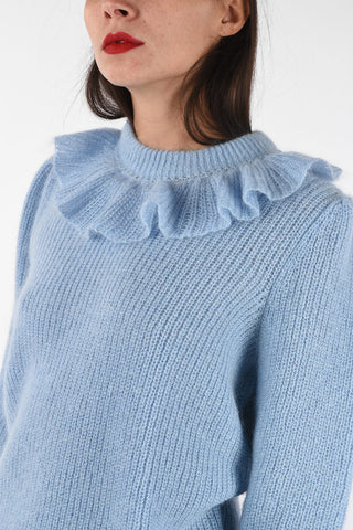 Crewneck Sweater with Ruffles
