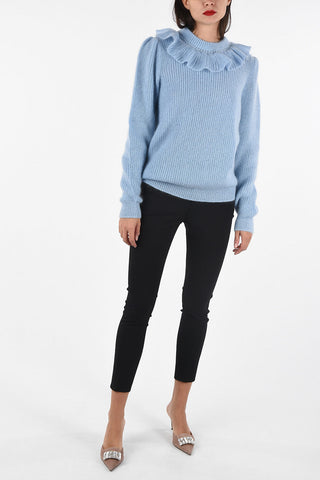 Crewneck Sweater with Ruffles