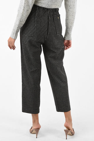 shephard's check high-rise pants