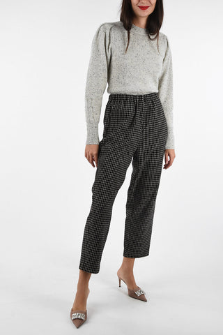 shephard's check high-rise pants