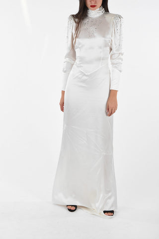 silk floor lenght dress with jewel details