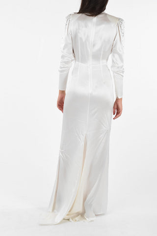 silk floor lenght dress with jewel details