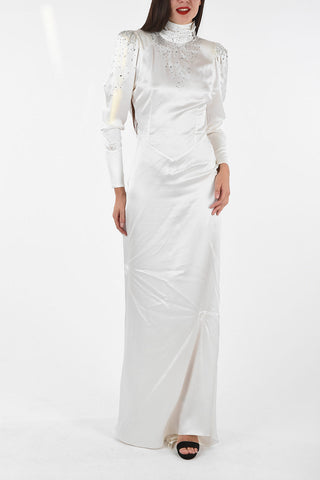 silk floor lenght dress with jewel details
