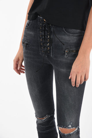  frayed high-rise skinny fit jeans