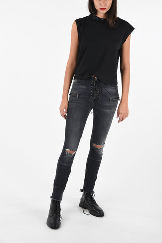  frayed high-rise skinny fit jeans