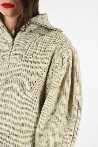 Half zip KUMA sweater with gigot sleeves