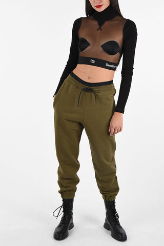 Felpa Crop SENSITIVE CONTENT Collo Alto in Tulle