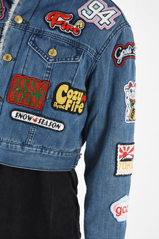 Cropped denim jacket with Patches 