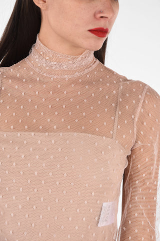 polka dots tulle midi dress with belt and petticoat