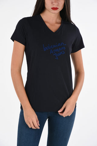 ARMANI JEANS T-shirt collo a V Ricamata