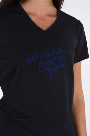 ARMANI JEANS V-neck Embroidered T-shirt