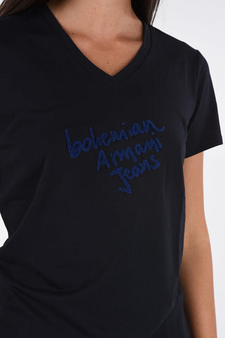 ARMANI JEANS T-shirt collo a V Ricamata