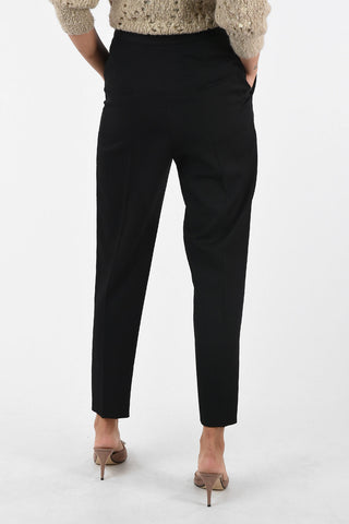 Pantaloni in lana a vita alta a doppia pince