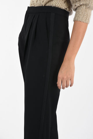 Pantaloni in lana a vita alta a doppia pince